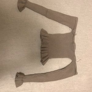 Off Shoulder Ruffle Trim Sweater